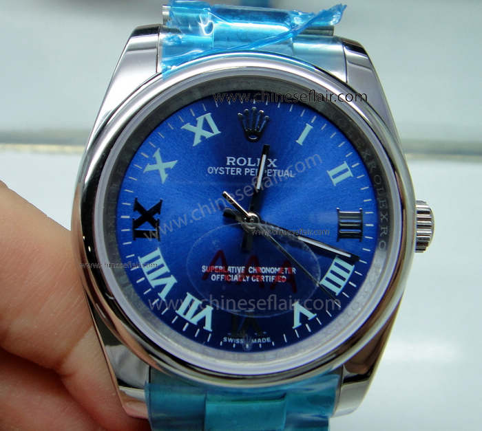 Copy Rolex Oyster Perpetual Watch Stainless Steel Blue Dial